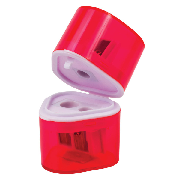 Точилка BRAUBERG "Case", 3 отверстия для чернографитных и цветных карандашей (в том числе утолщенных), с контейнером, ассорти, 226943 - Точилки ручные