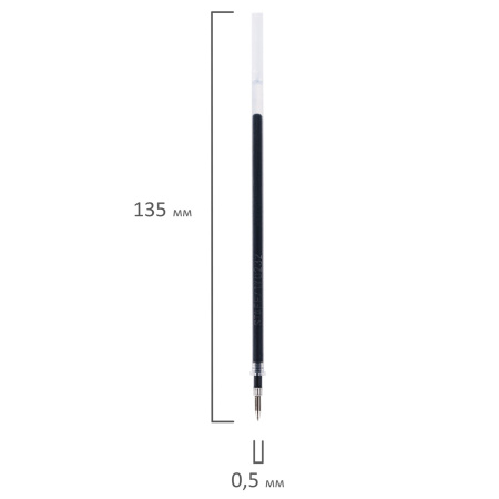 Стержень гелевый STAFF "Basic" GPR-232, 135 мм, ЧЕРНЫЙ, узел 0,5 мм, линия письма 0,35 мм, 170232 - Стержни для ручек гелевых