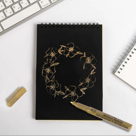 Маркер для декорирования и рисования ЗОЛОТИСТЫЙ BRAUBERG ART METALLIC, линия письма 1-3 мм, 152438 - Маркеры для хобби