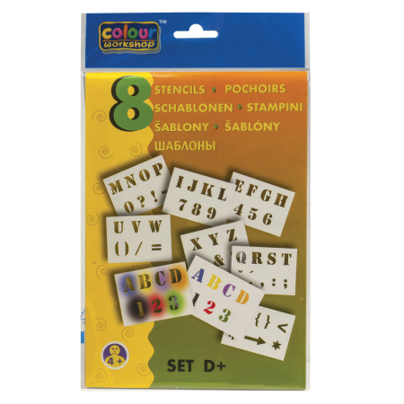 Трафарет для рисования CENTROPEN, БУКВЫ И ЦИФРЫ, 8 штук, 9996/D - Трафареты-раскраски