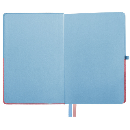 Блокнот А5 (148х218 мм), BRAUBERG "DUO", под кожу с резинкой, 80 л., клетка, голубой/розовый, 113432 - Бизнес-блокноты и бизнес-тетради