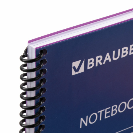 Тетрадь А4, 80 листов, BRAUBERG "Metropolis", спираль пластиковая, клетка, обложка пластик, ФИОЛЕТОВЫЙ, 403394 - Тетради формата А4