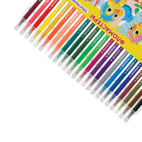 Фломастеры ЮНЛАНДИЯ 24 цвета, "ЗООПАРК", трехгранные, вентилируемый колпачок, 151427 - Фломастеры классические