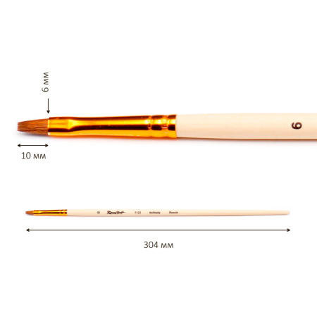 Кисть Roubloff колонок плоская №6 ручка длинная 1122