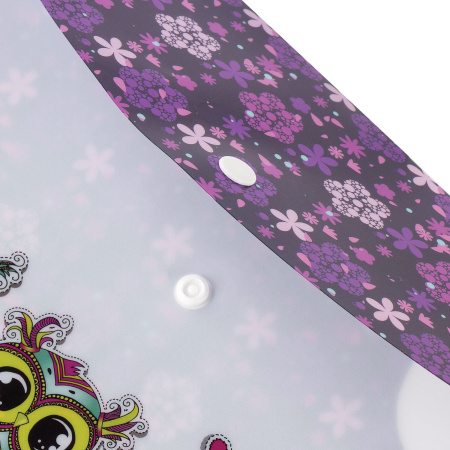 Папка-конверт с кнопкой ЮНЛАНДИЯ "Умные совы", А4, 160 мкм, до 100 листов, цветная печать, 228047 - Папки-конверты с кнопкой