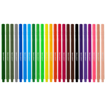 Фломастеры трехгранные 24 цвета, вентилируемый колпачок, BRAUBERG "PREMIUM", ПВХ-упаковка, 152194 - Фломастеры классические