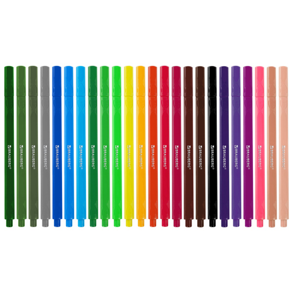 Фломастеры трехгранные 24 цвета, вентилируемый колпачок, BRAUBERG "PREMIUM", ПВХ-упаковка, 152194 - Фломастеры классические