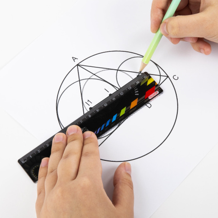 Линейка пластиковая 15 см, ПИФАГОР "Авто", цветная печать, с волнистым краем, европодвес, 210634 - Линейки