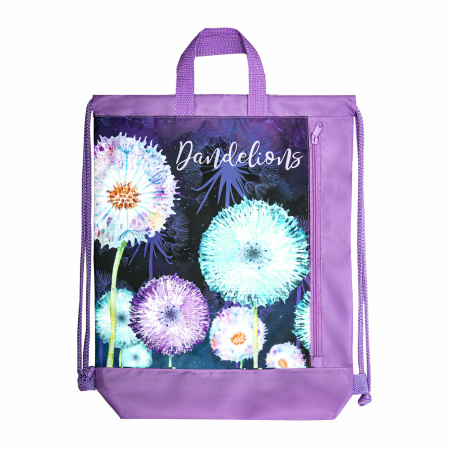 Мешок для обуви ЮНЛАНДИЯ с ручками, боковой карман на молнии, 46х36 см, "Flowers", 271065 - Мешки для обуви