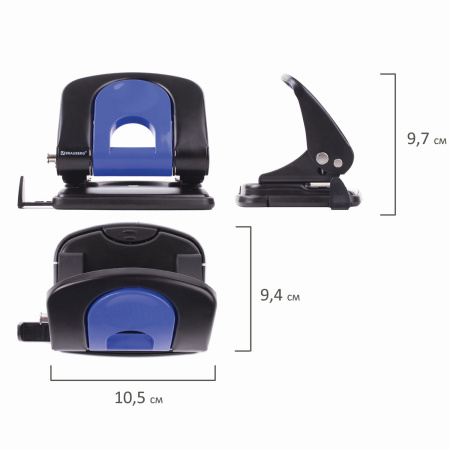 Дырокол металлический BRAUBERG "Office-Expert", до 25 листов, черно-синий, 228604 - Дыроколы настольные