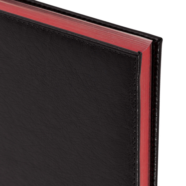 Ежедневник недатированный А5 138х213 мм BRAUBERG FLAME под кожу, 160 л., черный, красный срез, 123844 - Ежедневники с покрытием "под кожу и ткань"