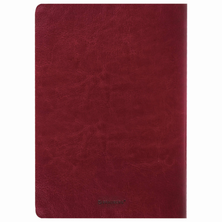 Тетрадь 60 л. в клетку обложка гладкий кожзам, сшивка, B5 (179х250мм), БОРДОВЫЙ, BRAUBERG VIVA, 403899 - Тетради более 60 листов