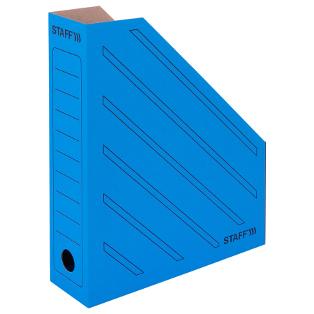 Лоток вертикальный для бумаг (260х320 мм), 75 мм, до 700 листов, микрогофрокартон, STAFF, СИНИЙ, 128882 - Накопители документов