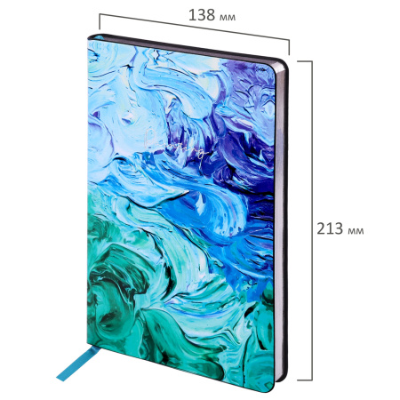 Ежедневник недатированный А5 (138х213 мм), BRAUBERG VISTA, под кожу, гибкий, 136 л., "Blur", 112031 - Ежедневники с покрытием "под кожу и ткань"