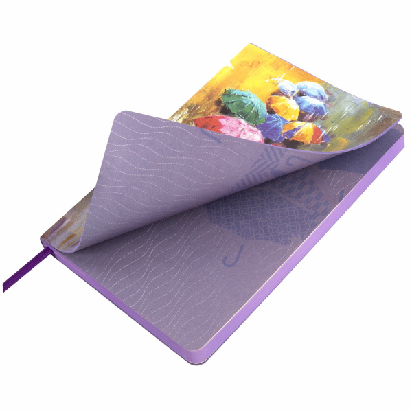 Ежедневник недатированный А5 (138х213 мм), BRAUBERG VISTA, под кожу, гибкий, 136 л., "Watercolour rain", 112005 - Ежедневники с покрытием "под кожу и ткань"