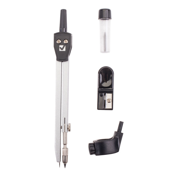 Готовальня BRAUBERG "Architect", 4 предмета: циркуль 135 мм, держатель для карандашей, точилка, грифель, 210657 - Циркули и готовальни