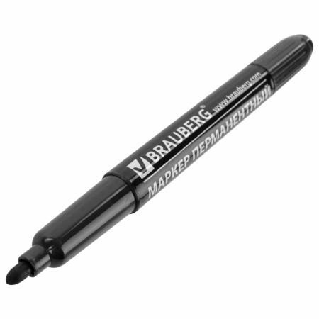 Маркер перманентный двусторонний BRAUBERG, ЧЕРНЫЙ, круглый наконечник, 2/4 мм, 150836 - Маркеры перманентные