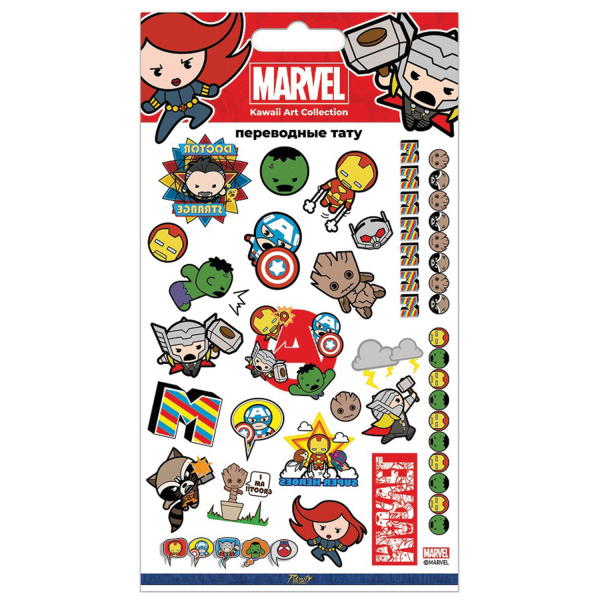 Наклейки-тату переводные АССОРТИ, ЦВЕТНЫЕ, 11х20 см, PRIORITY - Наклейки