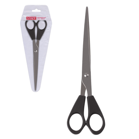 Ножницы STAFF "Basic", 180 мм, чёрные, ПВХ чехол с европодвесом, 236939 - Ножницы универсальные