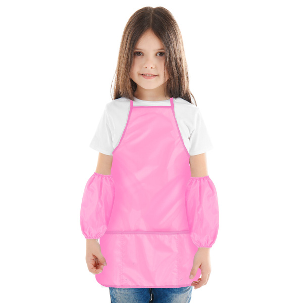 Фартук с нарукавниками для уроков труда ПИФАГОР, 3 кармана, стандарт, 44х55 см, розовый, 271096 - Аксессуары для рисования