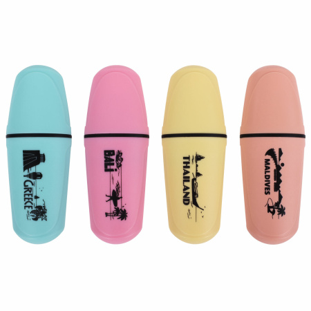 Текстовыделитель мини BRAUBERG "PASTEL Mini", АССОРТИ В ПЛАСТИКОВОЙ БАНКЕ, линия 1-5 мм, 152432 - Текстовыделители
