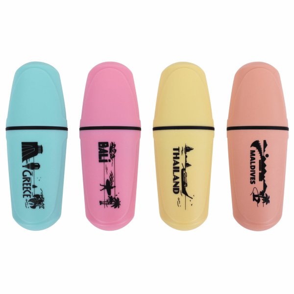 Текстовыделитель мини BRAUBERG "PASTEL Mini", АССОРТИ В ПЛАСТИКОВОЙ БАНКЕ, линия 1-5 мм, 152432 - Текстовыделители