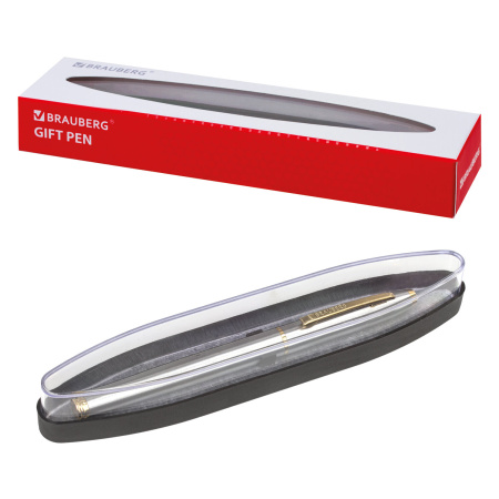 Ручка подарочная перьевая BRAUBERG "Brioso", СИНЯЯ, корпус серебристый с золотистыми деталями, 143464 - Ручки бизнес-класса