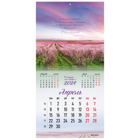 Календарь настенный перекидной на 2024 г., BRAUBERG, 12 листов, 29х29 см, "Твоя вселенная", 115320 - Календари настенные