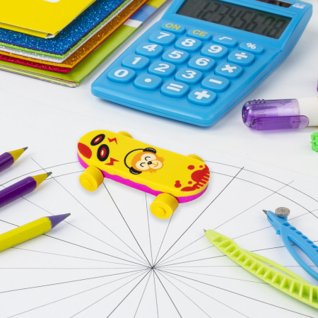 Ластик фигурный ПИФАГОР "Скейт", 57х32х11 мм, ассорти, 222481 - Ластики классические