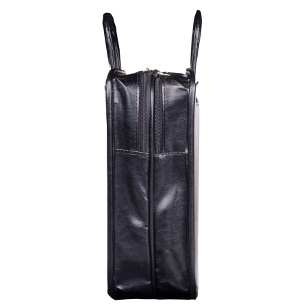 Портфель "Карьера", 36х31х7 см, искусственная кожа, 2 отделения, на молнии, черный - Портфели из кожи