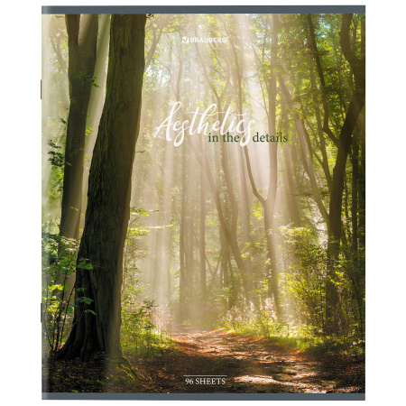 Тетрадь А5, 96 л., BRAUBERG, скоба, клетка, глянцевая ламинация, "Nature", 404427 - Тетради более 60 листов