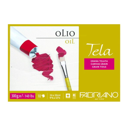 Блок бумаги для масла FABRIANO Tela, 300г/м2, 24x32см, фактура "Холст", склейка 10 листов