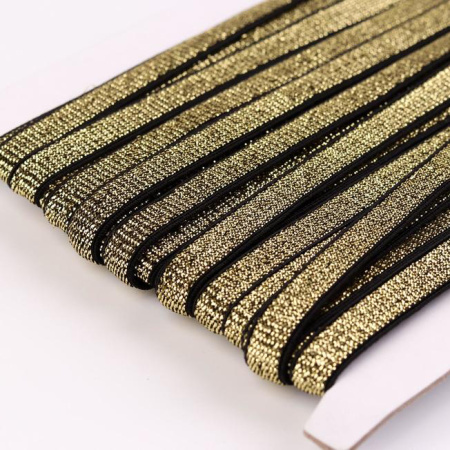 Резинка с глиттером, ширина 8 мм, цвет чёрный/золотой