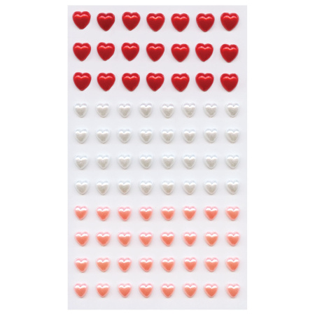 Стразы самоклеящиеся "Сердце", ассорти, 8-10 мм, 85 шт., на подложке, ОСТРОВ СОКРОВИЩ, 661572 - Стразы для творчества