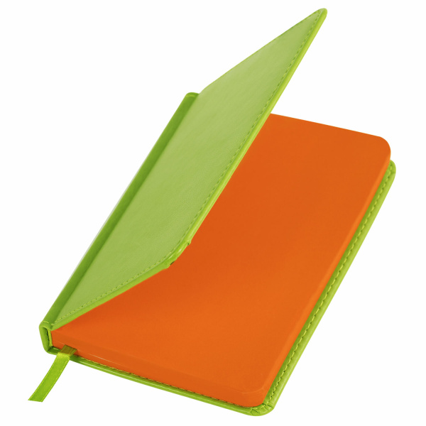 Ежедневник недатированный МАЛЫЙ ФОРМАТ 100х150 мм А6 BRAUBERG "Rainbow" под кожу, 136 л., зеленый, 111689 - Ежедневники с покрытием "под кожу и ткань"