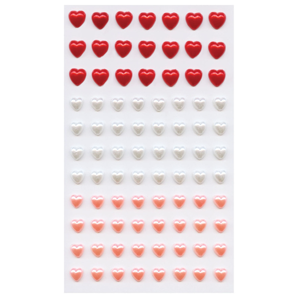 Стразы самоклеящиеся "Сердце", ассорти, 8-10 мм, 85 шт., на подложке, ОСТРОВ СОКРОВИЩ, 661572 - Стразы для творчества