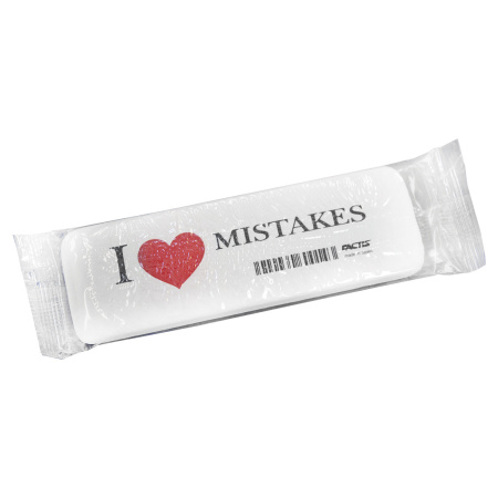 Ластик большой FACTIS "I love mistakes" (Испания), 140х44х9 мм, прямоугольный, скошенные края, GCFGE16C - Ластики классические