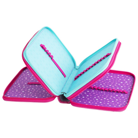 Пенал BRAUBERG, 3 отделения, полиэстер, 21х14 см, "Reach for the stars", 270728 - Пеналы каркасные