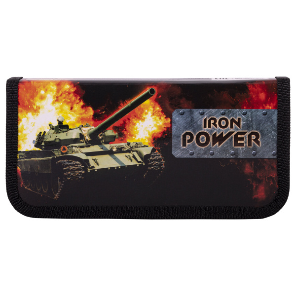Пенал ПИФАГОР, 1 отделение, ламинированный картон, 19х9 см, "Iron Power", 229193 - Пеналы каркасные