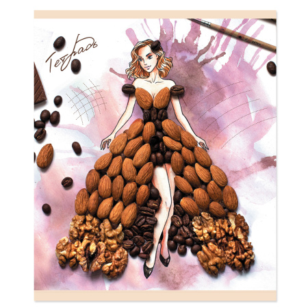 Тетрадь А5, 48 л., ПЗБМ, скоба, клетка, конгрев, выборочный TWIN лак, "Мода-природа" (5 видов), 027464 - Тетради 40-48 листов