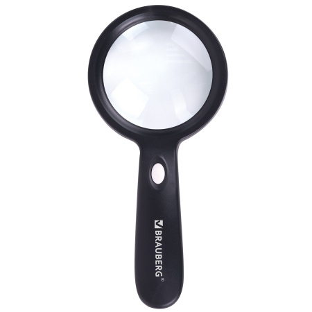 Лупа просмотровая с LED-ПОДСВЕТКОЙ, диаметр 90 мм, увеличение 10, корпус черный, BRAUBERG, 455928 - Лупы