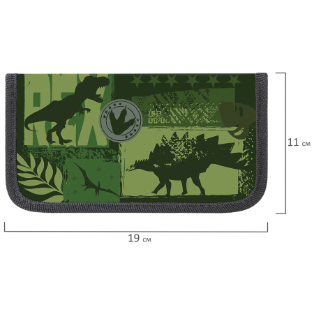 Пенал ПИФАГОР, 2 отделения, ламинированный картон, 19х11 см, "Dinoland", 271535 - Пеналы каркасные