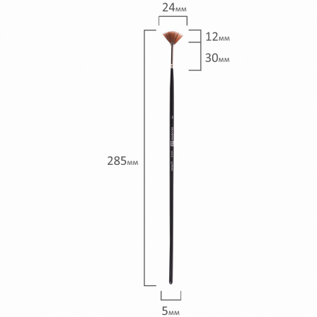 Кисть художественная профессиональная BRAUBERG ART CLASSIC, синтетика, мягкая, веерная, № 2, длинная ручка, 200948 - Кисти художественные из синтетического волоса