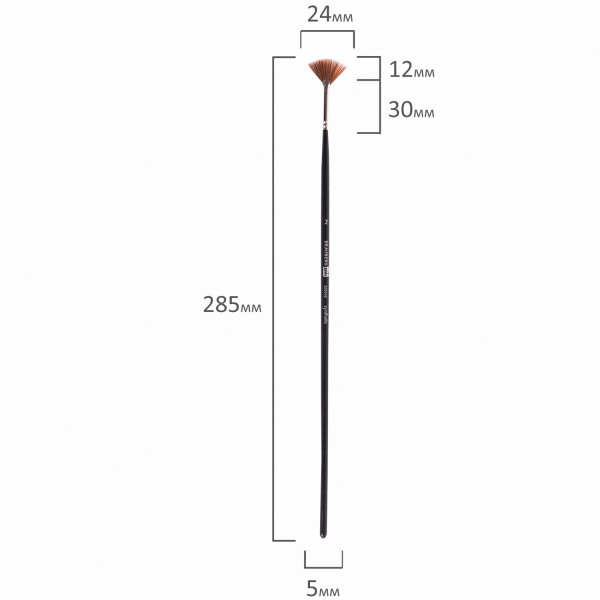 Кисть художественная профессиональная BRAUBERG ART CLASSIC, синтетика, мягкая, веерная, № 2, длинная ручка, 200948 - Кисти художественные из синтетического волоса