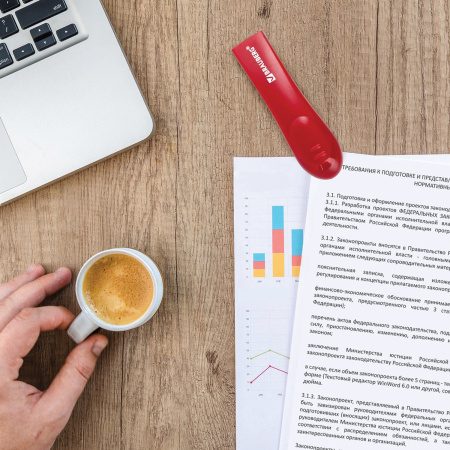 Степлер №10 BRAUBERG "Original", до 12 листов, с антистеплером, красный, 222532 - Степлеры настольные