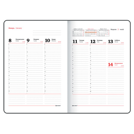 Еженедельник датированный 2024 БОЛЬШОЙ ФОРМАТ 210х297 мм А4, BRAUBERG "Favorite", под кожу, синий, 115007 - Еженедельники