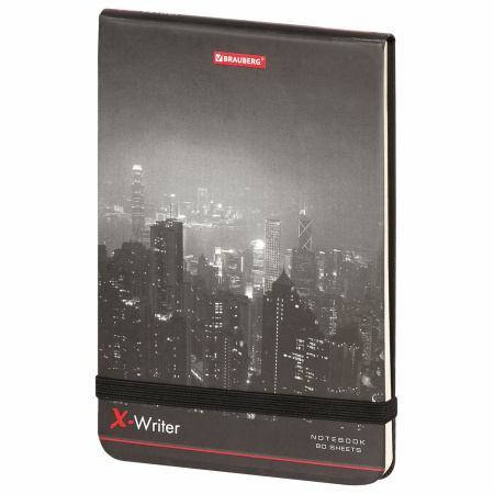 Блокнот в клетку с резинкой МАЛЫЙ ФОРМАТ А6 (100x150 мм), 80 л., BRAUBERG "X-Writer" "ГОРОДА", 111052 - Бизнес-блокноты и бизнес-тетради