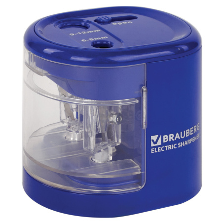 Точилка электрическая BRAUBERG "STANDARD", 2 отверстия для карандашей (включая утолщенные), питание от 4 батареек АА, 228423 - Точилки электрические