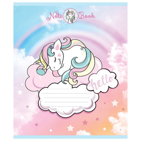 Тетрадь 12 л. ПЗБМ клетка, блестки, "Единорожки" (5 видов), 019418 - Тетради 12-24 листов