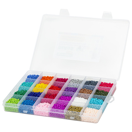 Набор BEADS SET для творчества, рукоделия и создания украшений из бисера, 6000 бусин, 24 вида, нить, BRAUBERG KIDS, 664696 - Наборы для изготовления бижутерии